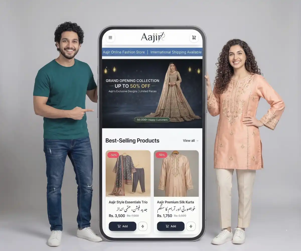 Aajir Storefront on Mobile Phone